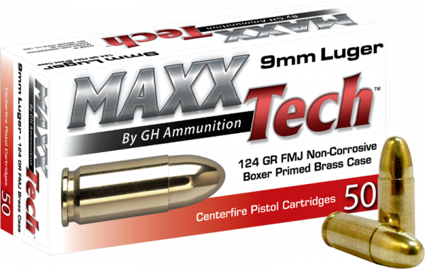 MaxxTech Standard 9mm Luger (9x19) FMJ 124 grs Pistolenpatronen