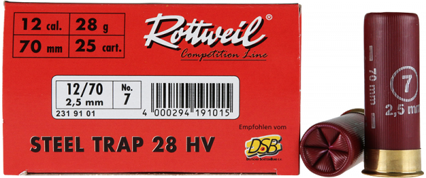 Rottweil Steel Trap 28 HV 12/70 28 gr Schrotpatronen
