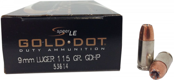Speer LE Gold Dot Duty 9mm Luger (9x19) Speer Gold Dot HP 115 grs Pistolenpatronen