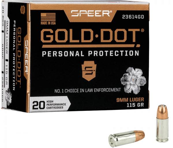 Speer Gold Dot Personal Protection 9mm Luger (9x19) Speer Gold Dot HP 115 grs Pistolenpatronen