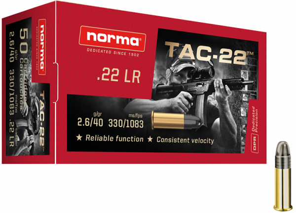 Norma TAC-22 .22 LR LRN 40 grs Kleinkaliberpatronen