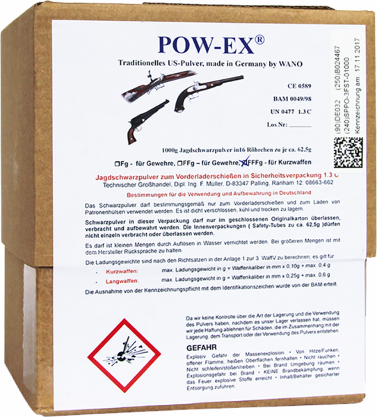 POW-EX FFFg Safety Tubes Schwarzpulver