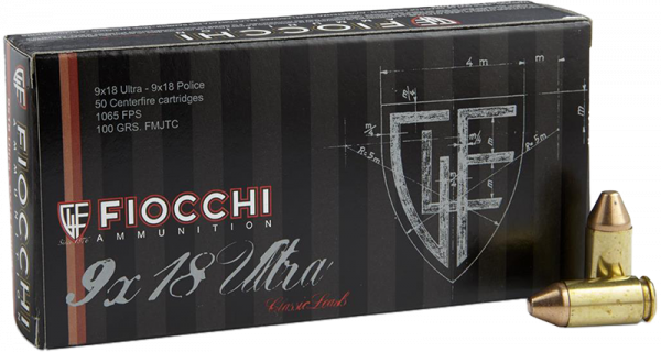 Fiocchi Old Time 9mm Police/Ultra (9x18) FMJ Flat 100 grs Pistolenpatronen