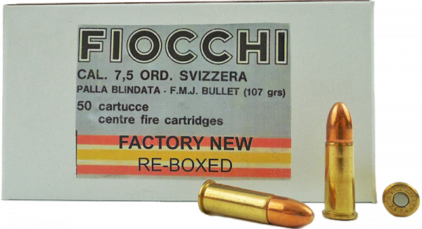 Fiocchi Old Time 7,5mm Schweizer Ordonanz FMJ 107 grs Revolverpatronen