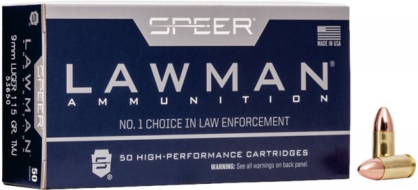 Speer LE Lawman 9mm Luger (9x19) TFMJ 115 gas Pistolenpatronen