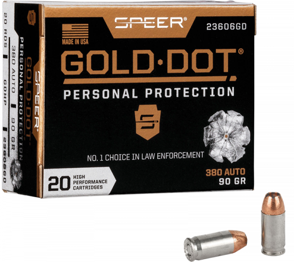 Speer Gold Dot Personal Protection 9mm Browning Kurz (.380 ACP) Speer Gold Dot HP 90 grs Pistolenpatronen