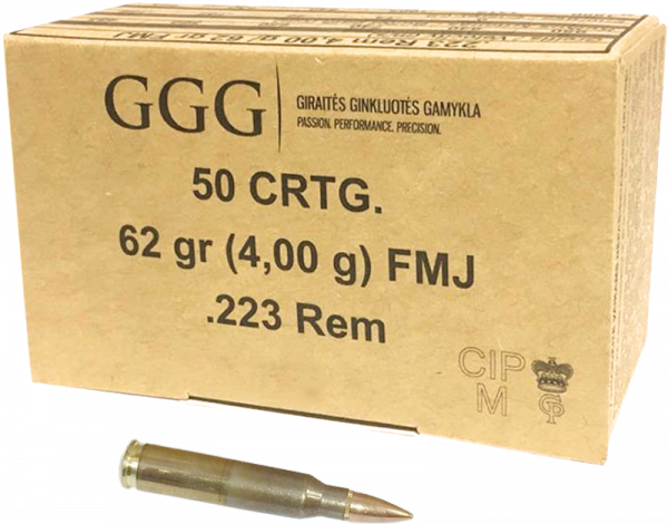 GGG Standard .223 Rem FMJ 62 grs Büchsenpatronen