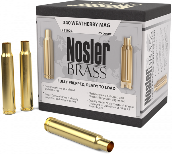 Nosler Premium Brass .340 Wby Mag Langwaffen Hülsen