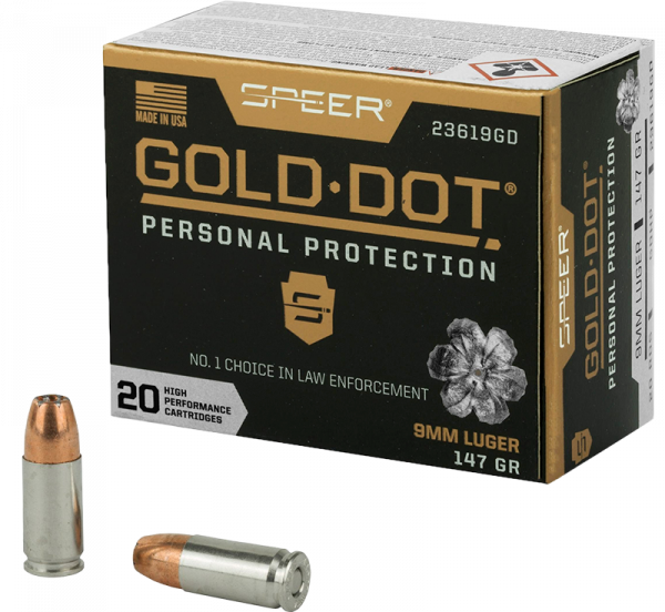 Speer Gold Dot Personal Protection 9mm Luger (9x19) Speer Gold Dot HP 147 grs Pistolenpatronen