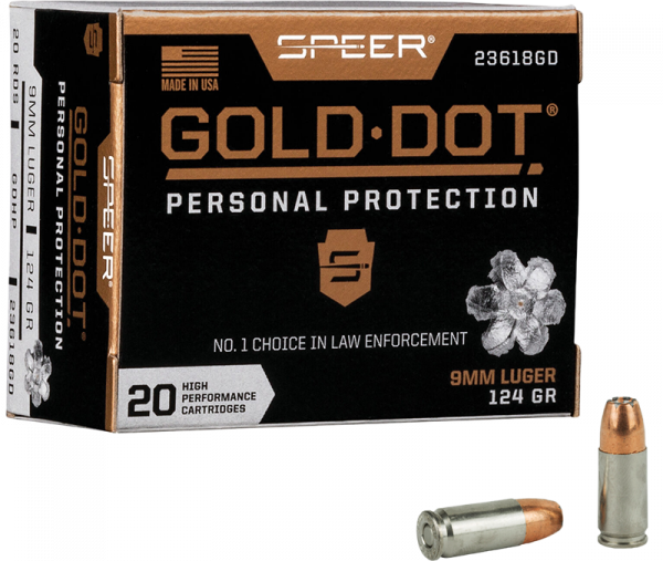 Speer Gold Dot Personal Protection 9mm Luger (9x19) Speer Gold Dot HP 124 grs Pistolenpatronen