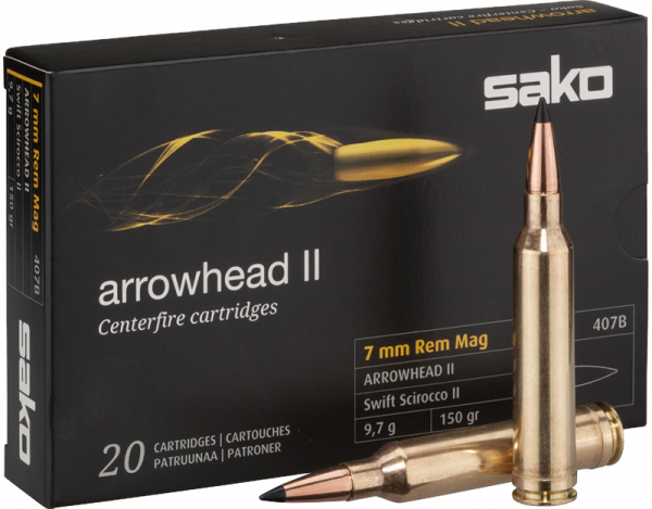 Sako Arrowhead II 7mm Rem Mag Swift Scirocco II 150 grs Büchsenpatronen